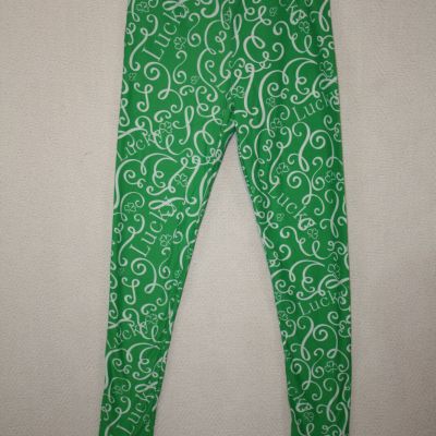 NWT LuLaRoe One Size OS Leggings St. Patrick's Bright Green Lucky Shamrocks